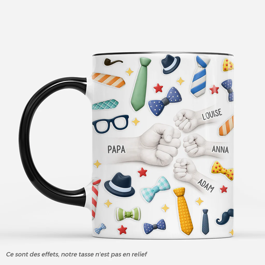 [Effet d'impression 3D] Mug Personnalisé Papa Papy - Son Cravate