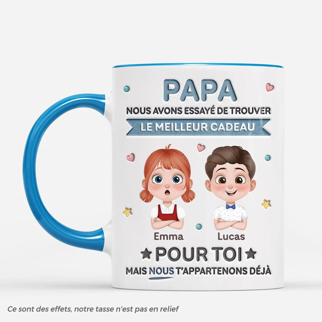[Effet d'Impression 3D] Mug Personnalisé Papa Papy - Trouver Le Meilleur Cadeau