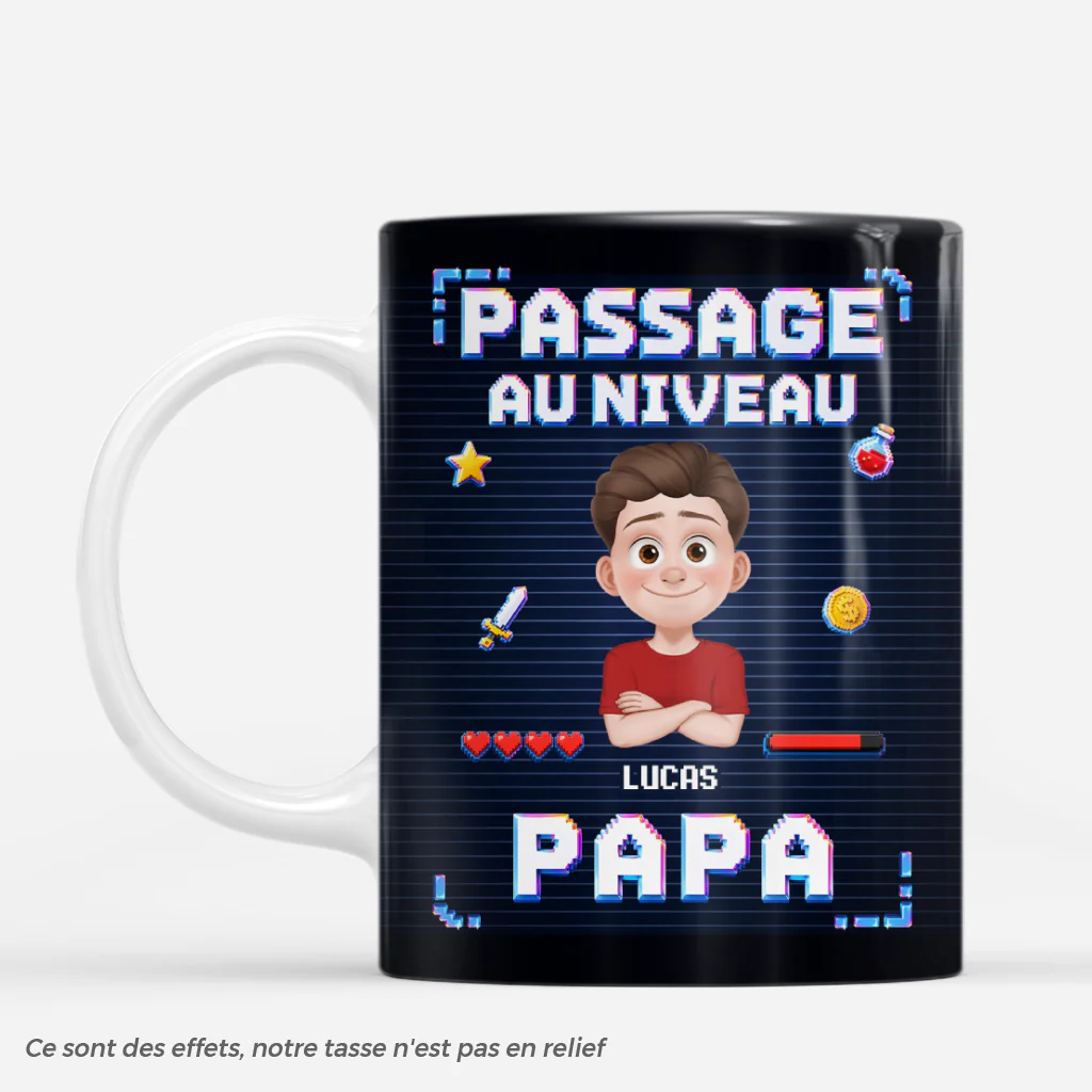 [Effet d'impression 3D] Mug Personnalisé - Papa Promu Maman Promue