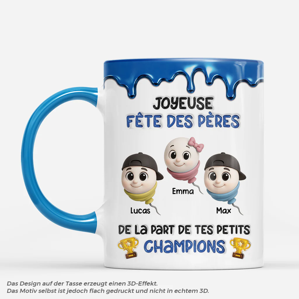 [Effet d'Impression 3D] Mug Personnalisé Papa - Tes Champions De Natation