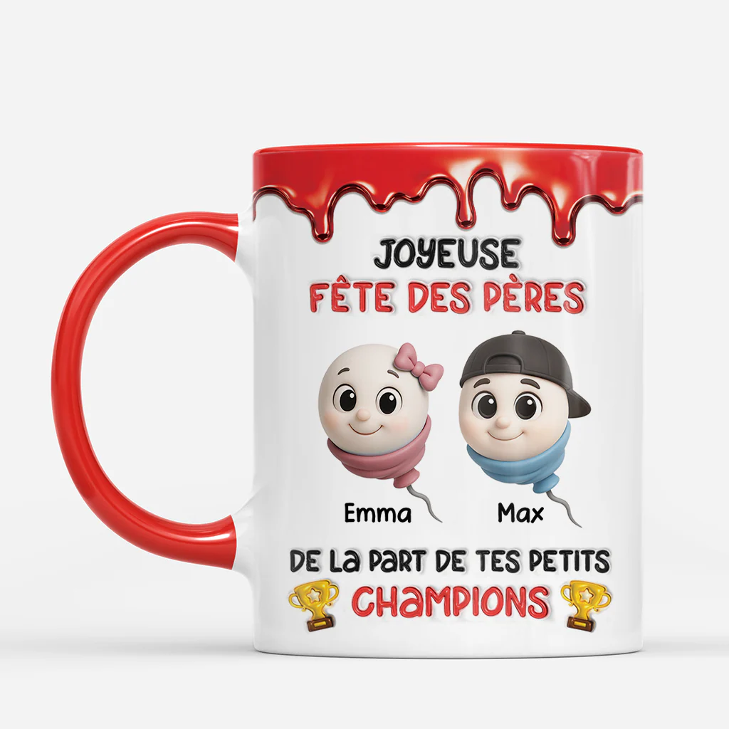 [Effet d'Impression 3D] Mug Personnalisé Papa - Tes Champions De Natation - Image 2