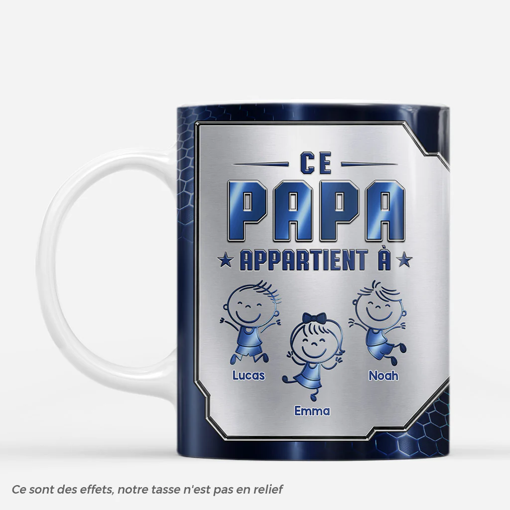 [Effet d'Impression 3D] Mug Personnalisé Papy - Ce Papa Ce Papy Appartient À