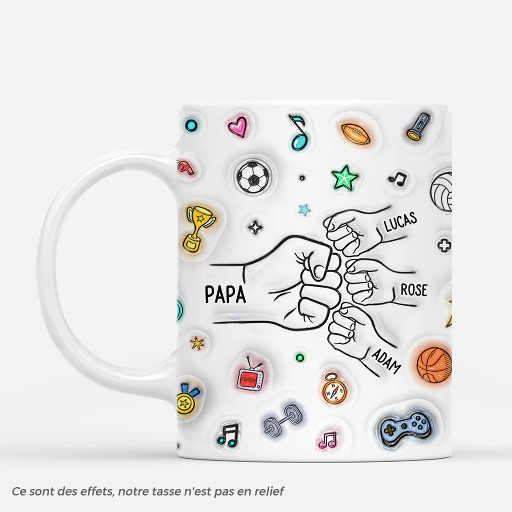 [Effet d'impression 3D] Mug Personnalisé Papa/Papy Et Enfants Caping