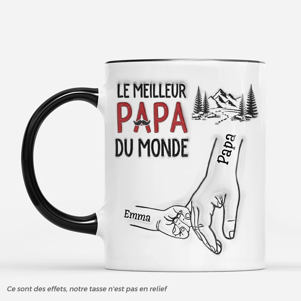 [Effet d'Impression 3D] Mug Personnalisé Papy Papa - Meilleur Papy