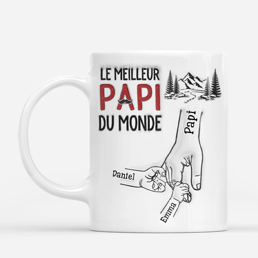[Effet d'Impression 3D] Mug Personnalisé Papy Papa - Meilleur Papy - Image 2