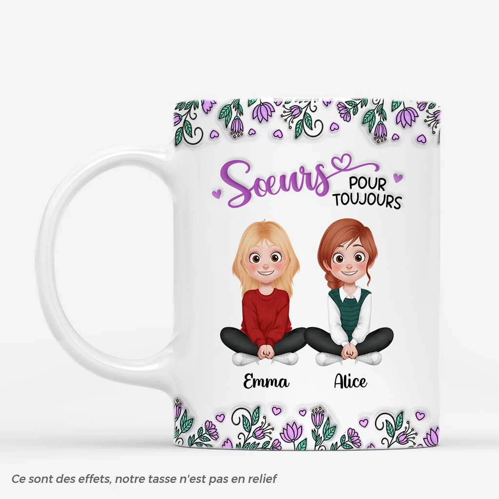 [Effet d'impression 3D] Tasse Personnalisée Amitié - Meilleures Amies Pour Toujours