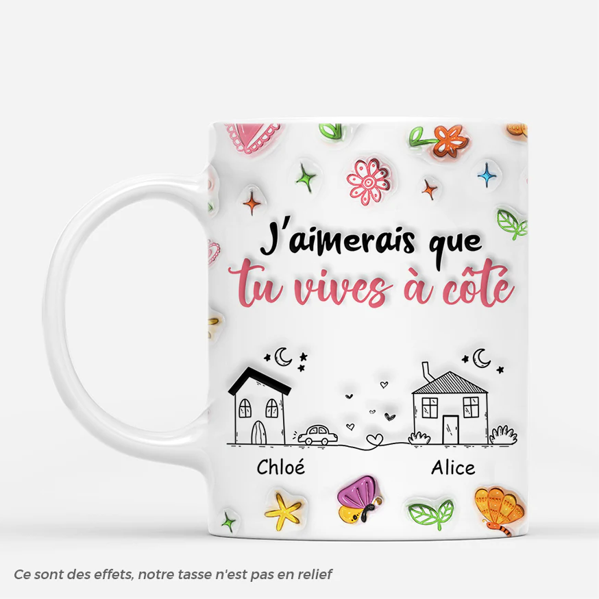 [Effet d'Impression 3D] Tasse Personnalisée Amie 3D | Vivre À Côté