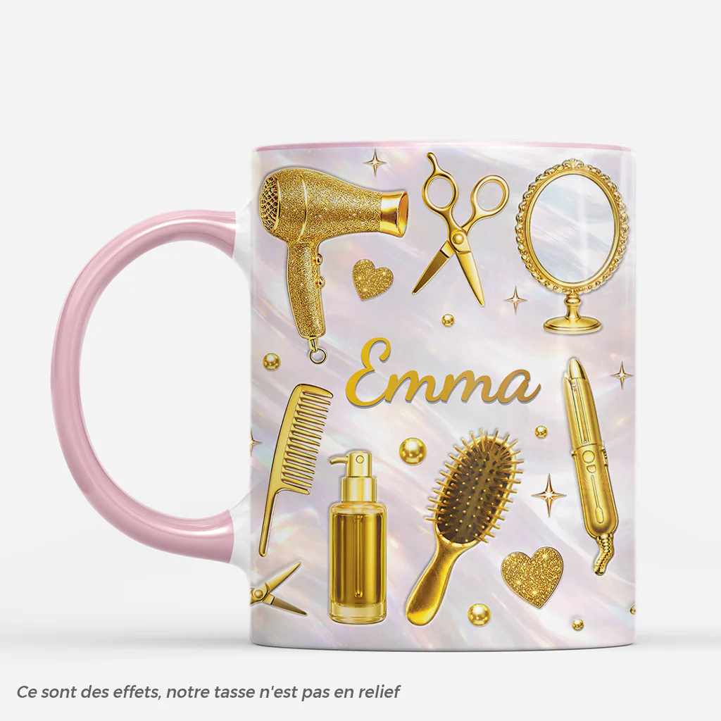 [Effet d'impression 3D] Mug Personnalisé Prénom - Cadeau Coiffeuse Pour Elle