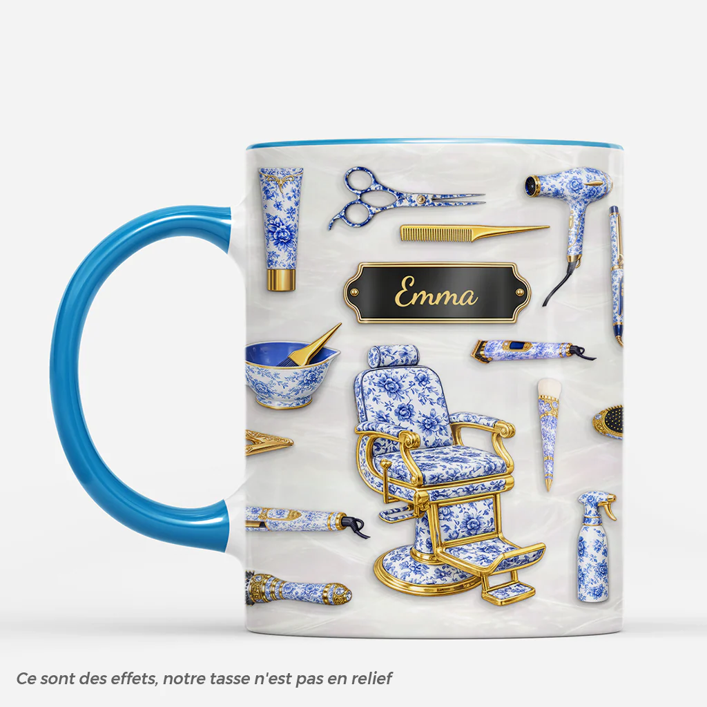 [Effet d'impression 3D] Tasse Coiffeuse Personnalisée Avec Prénom - Cadeau Pour Coiffeur