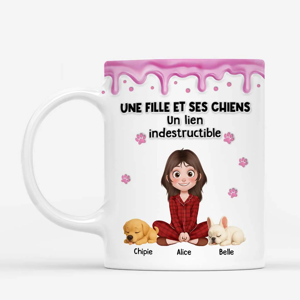 [Effet d'impression 3D] Mug Personnalisé Chien - Une Fille Et Son Chien