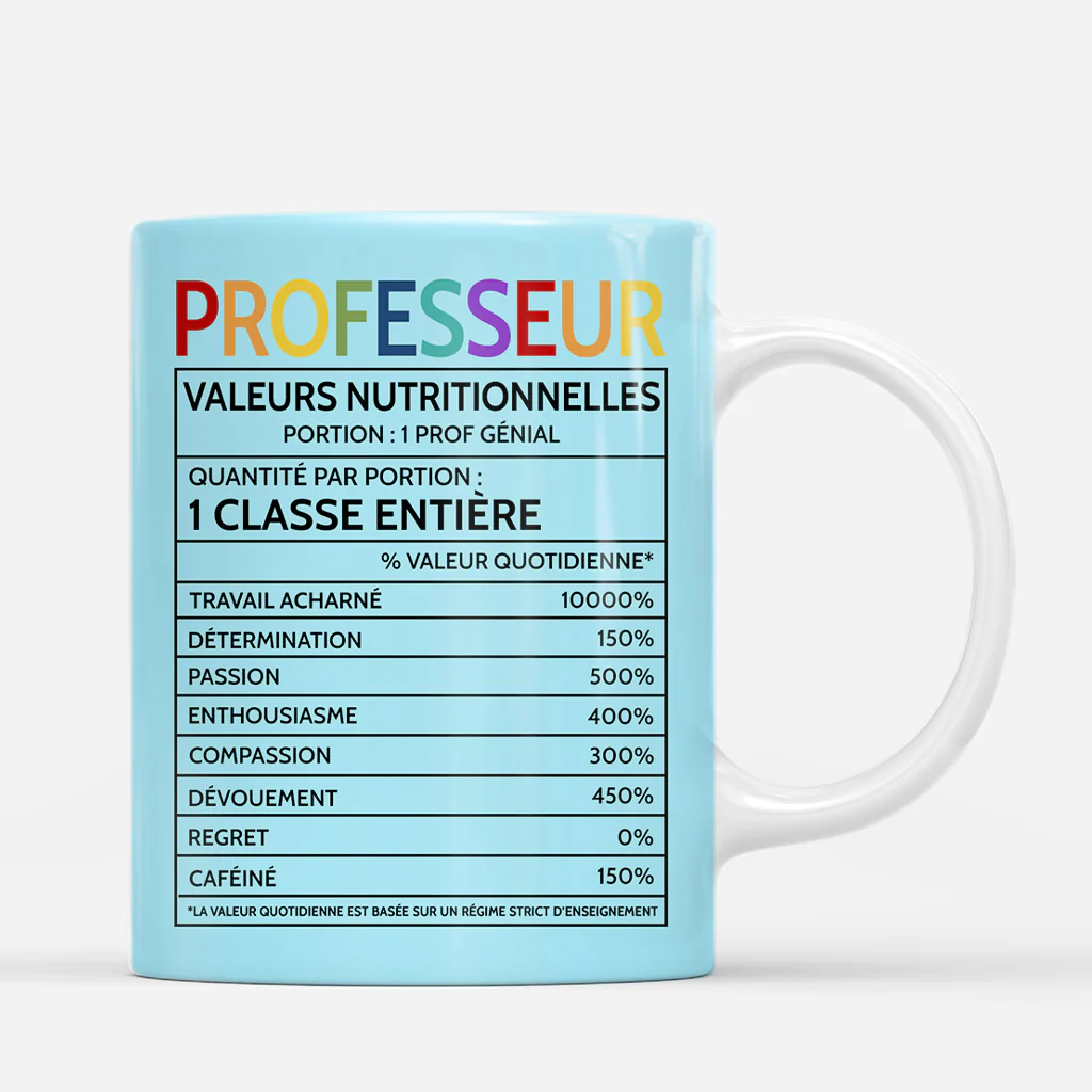 [Effet d'impression 3D] Mug Personnalisé - Valeur Nutritionnelle De Professeur - Image 3
