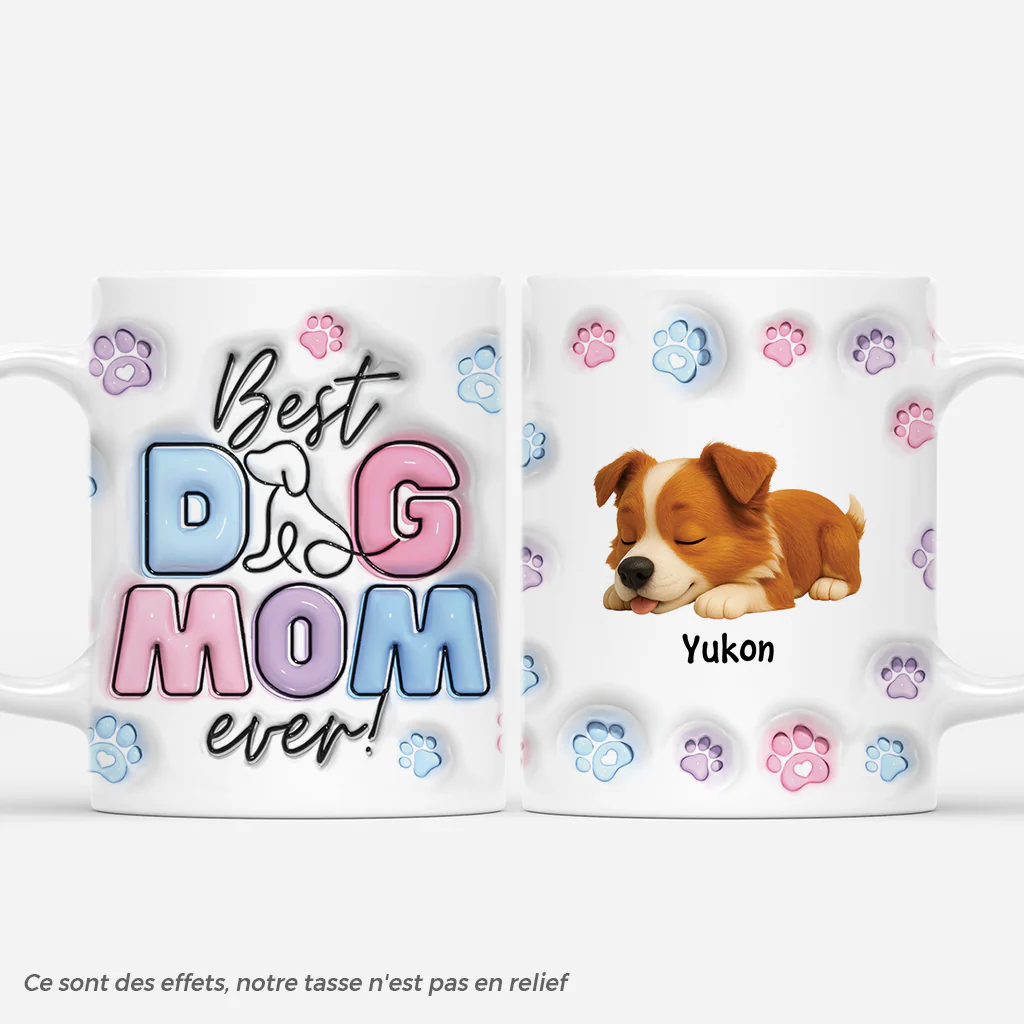[Effet d'Impression 3D] Tasse Fête des Mères Personnalisée - Meilleure Maman Chien