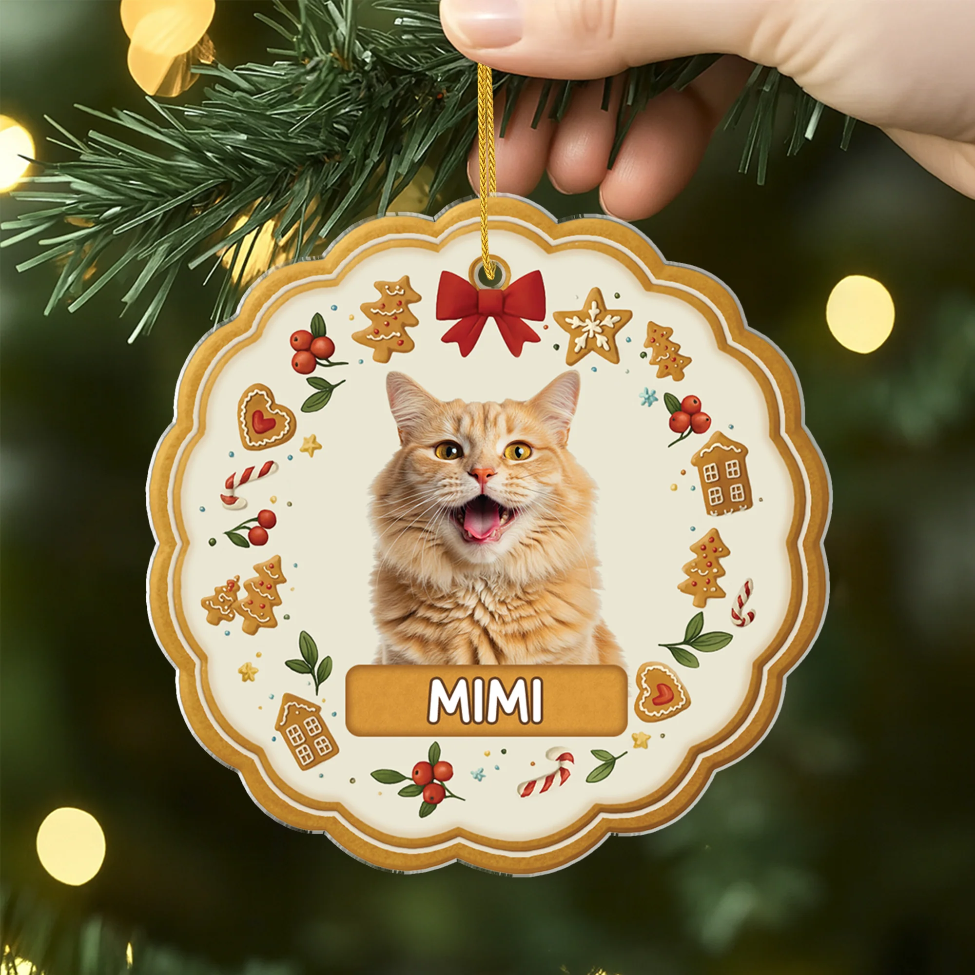 [Effet d'impression 3D] Ornement Acrylique Personnalisé Avec Photo Enfant - Pain d’Épices De Noël - Image 2