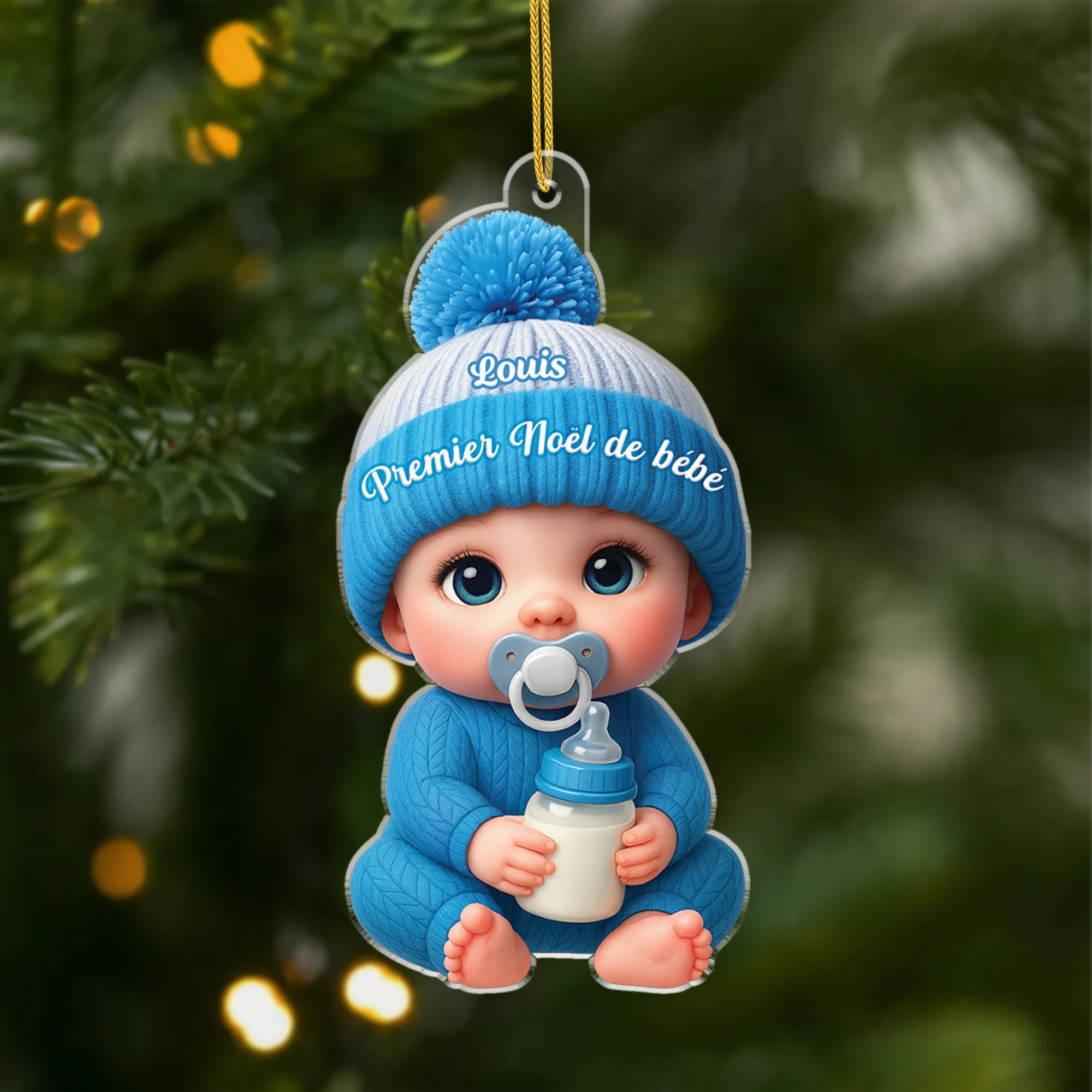 [Effet d'impression 3D] Ornement Acrylique Personnalisé - Cadeau Pour Premier Noël Bébé