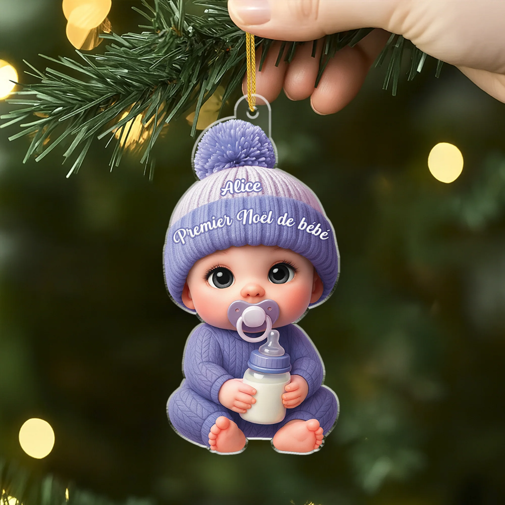 [Effet d'impression 3D] Ornement Acrylique Personnalisé - Cadeau Pour Premier Noël Bébé - Image 2