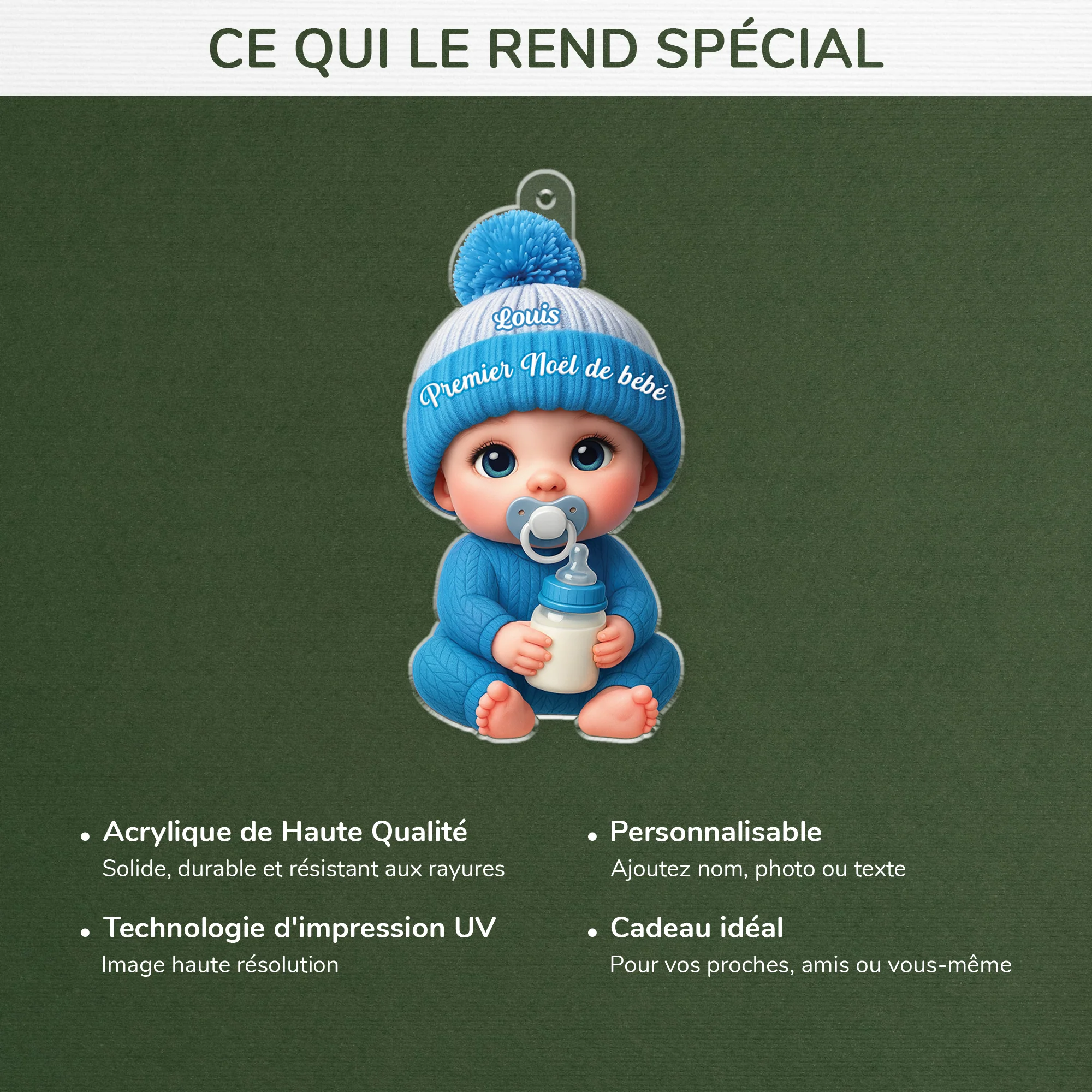 [Effet d'impression 3D] Ornement Acrylique Personnalisé - Cadeau Pour Premier Noël Bébé - Image 4