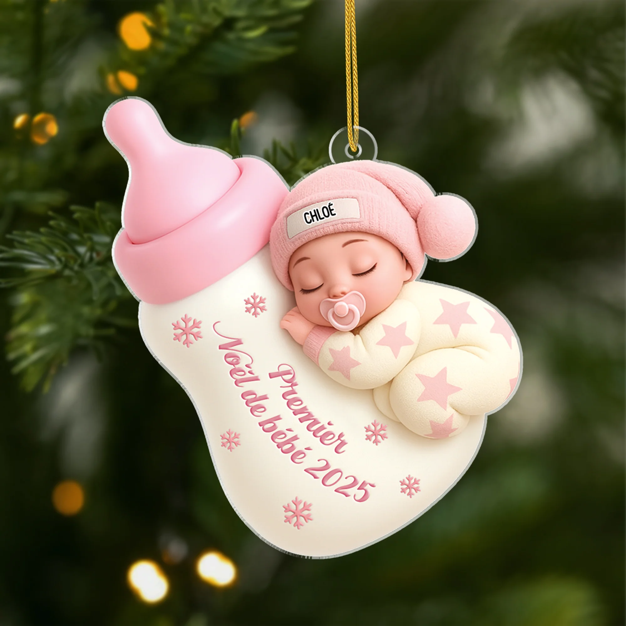 [Effet d'impression 3D] Ornement Acrylique Personnalisé - Cadeau Premier Noël Bébé