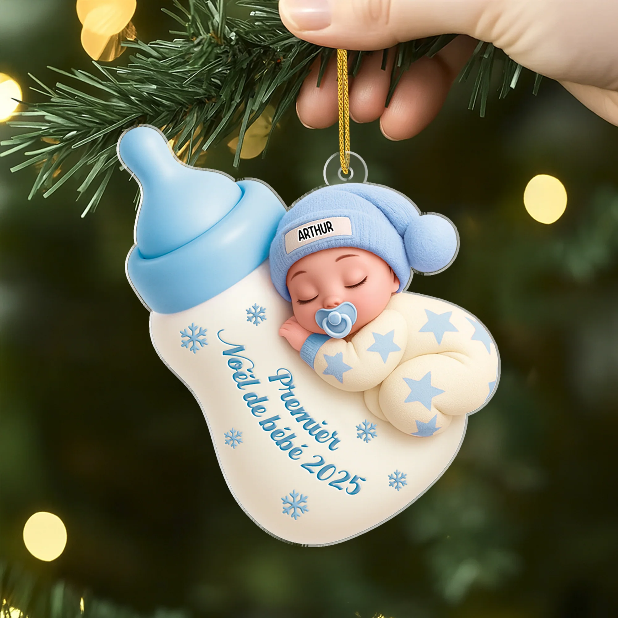 [Effet d'impression 3D] Ornement Acrylique Personnalisé - Cadeau Premier Noël Bébé - Image 2