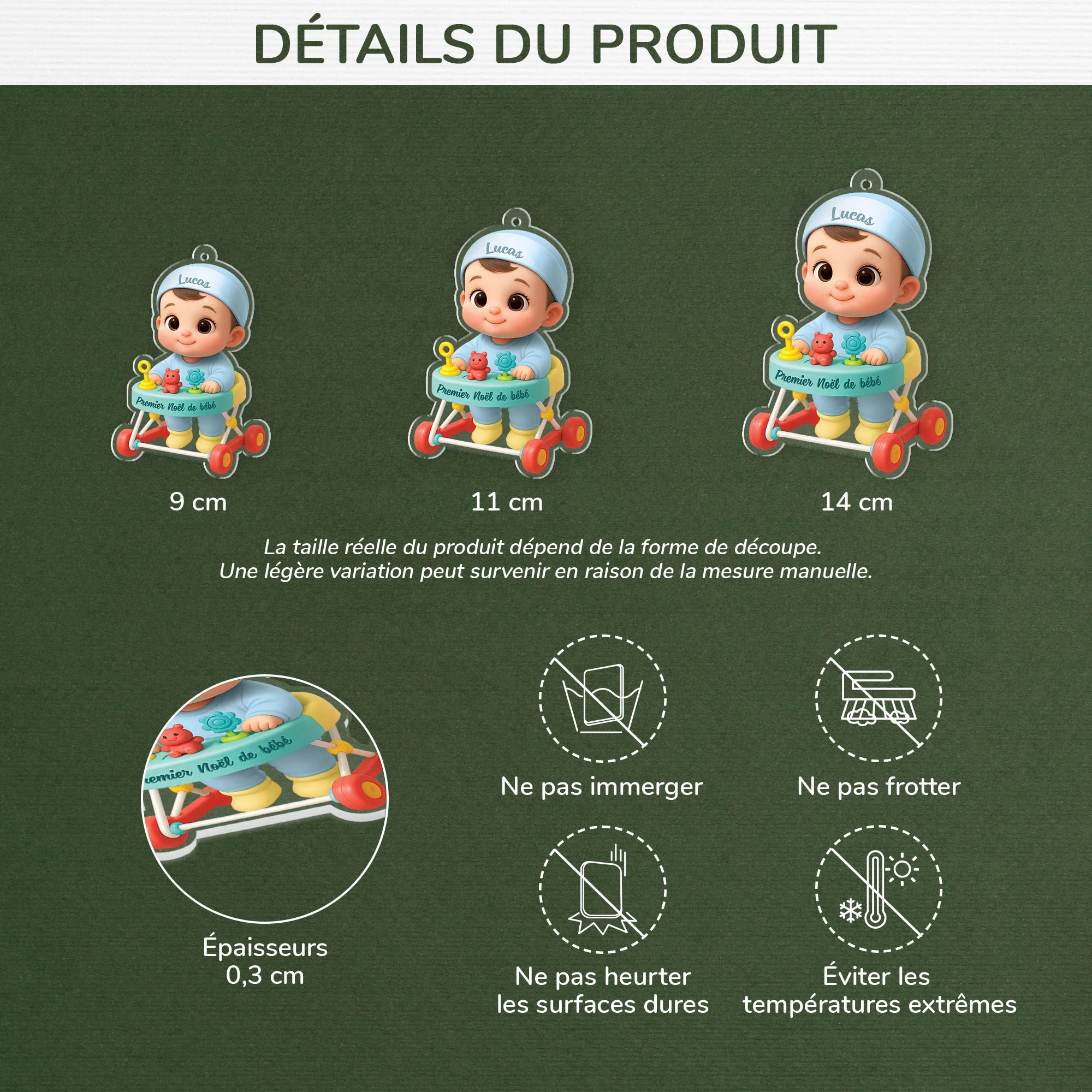 [Effet d'impression 3D] Ornement Acrylique Personnalisé - Premier Noël De Notre Bébé - Image 3