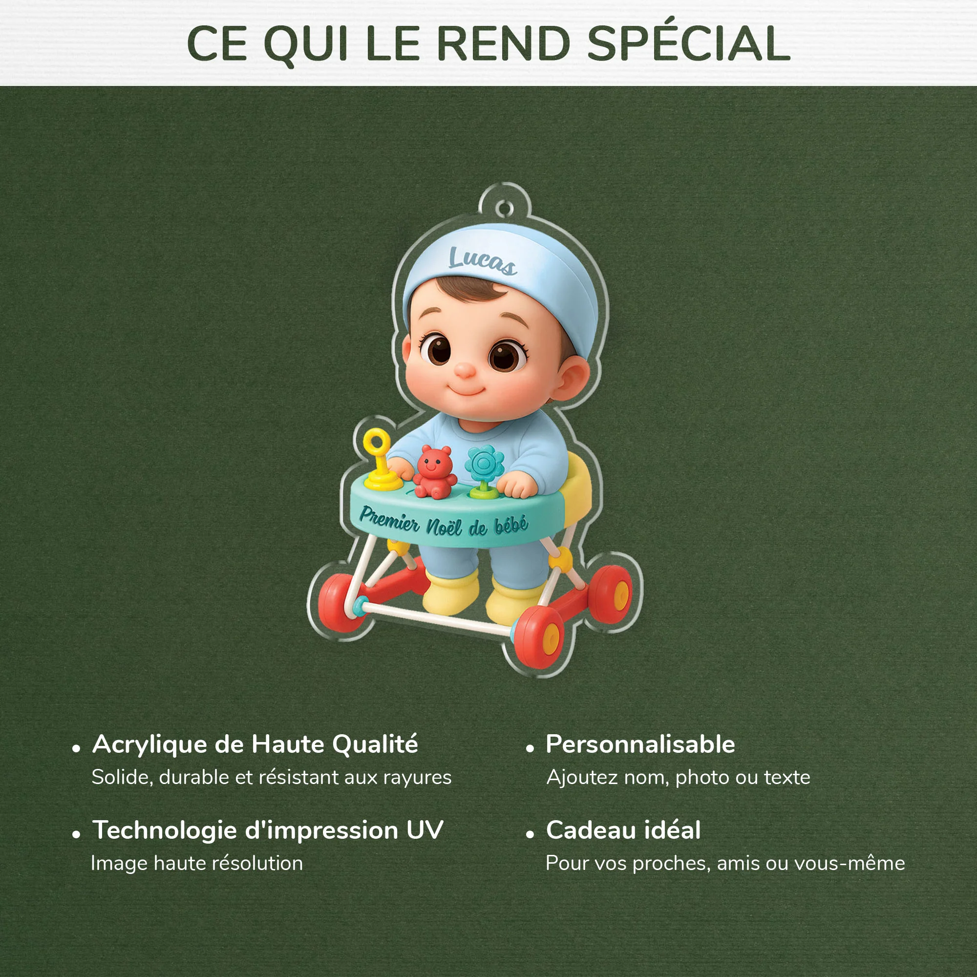 [Effet d'impression 3D] Ornement Acrylique Personnalisé - Premier Noël De Notre Bébé - Image 4