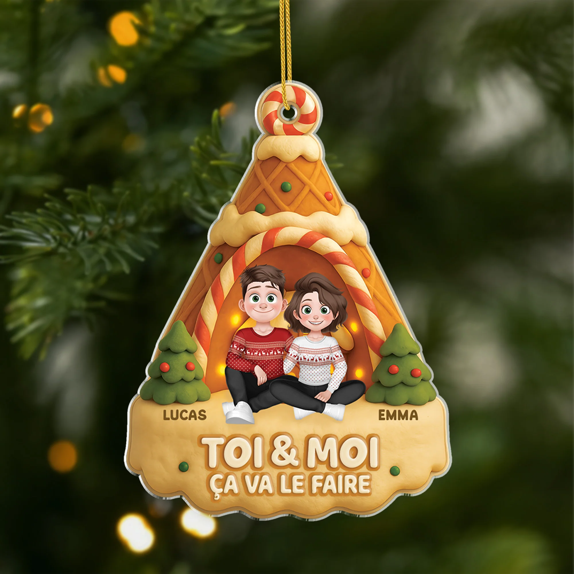 [Effet d'impression 3D] Ornement De Noël Acrylique Personnalisé Couple - Toi Et Moi Ça Va Le Faire