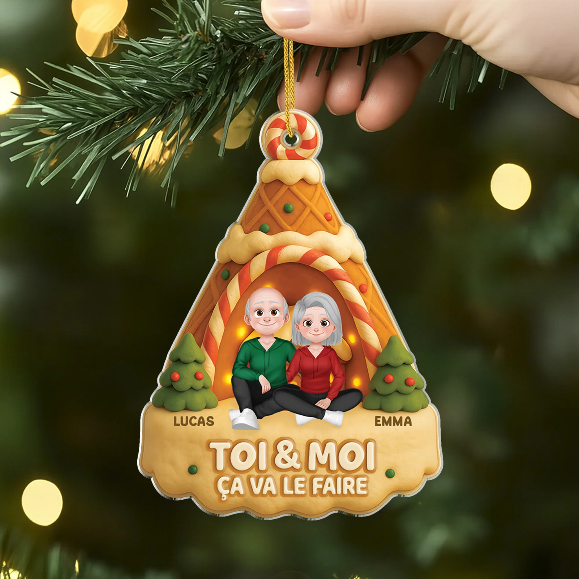 [Effet d'impression 3D] Ornement De Noël Acrylique Personnalisé Couple - Toi Et Moi Ça Va Le Faire - Image 2