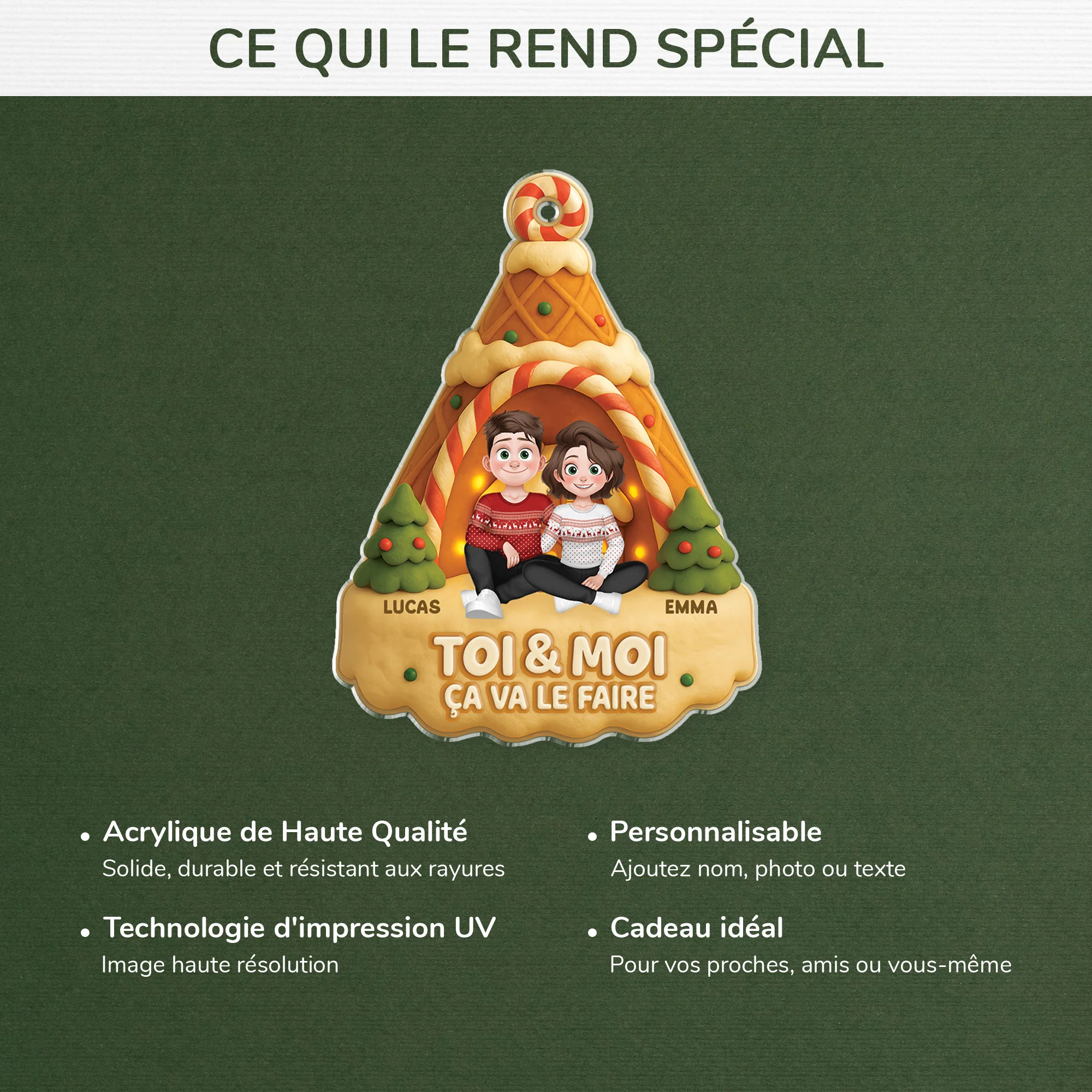 [Effet d'impression 3D] Ornement De Noël Acrylique Personnalisé Couple - Toi Et Moi Ça Va Le Faire - Image 4