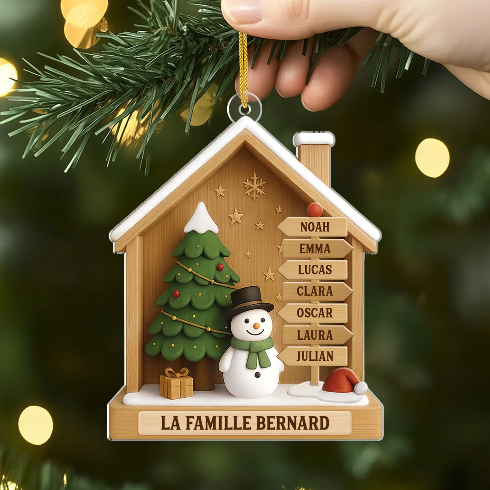 [Effet d'impression 3D] Ornement De Noël Acrylique Personnalisé - Famille Chaleureuse - Image 2