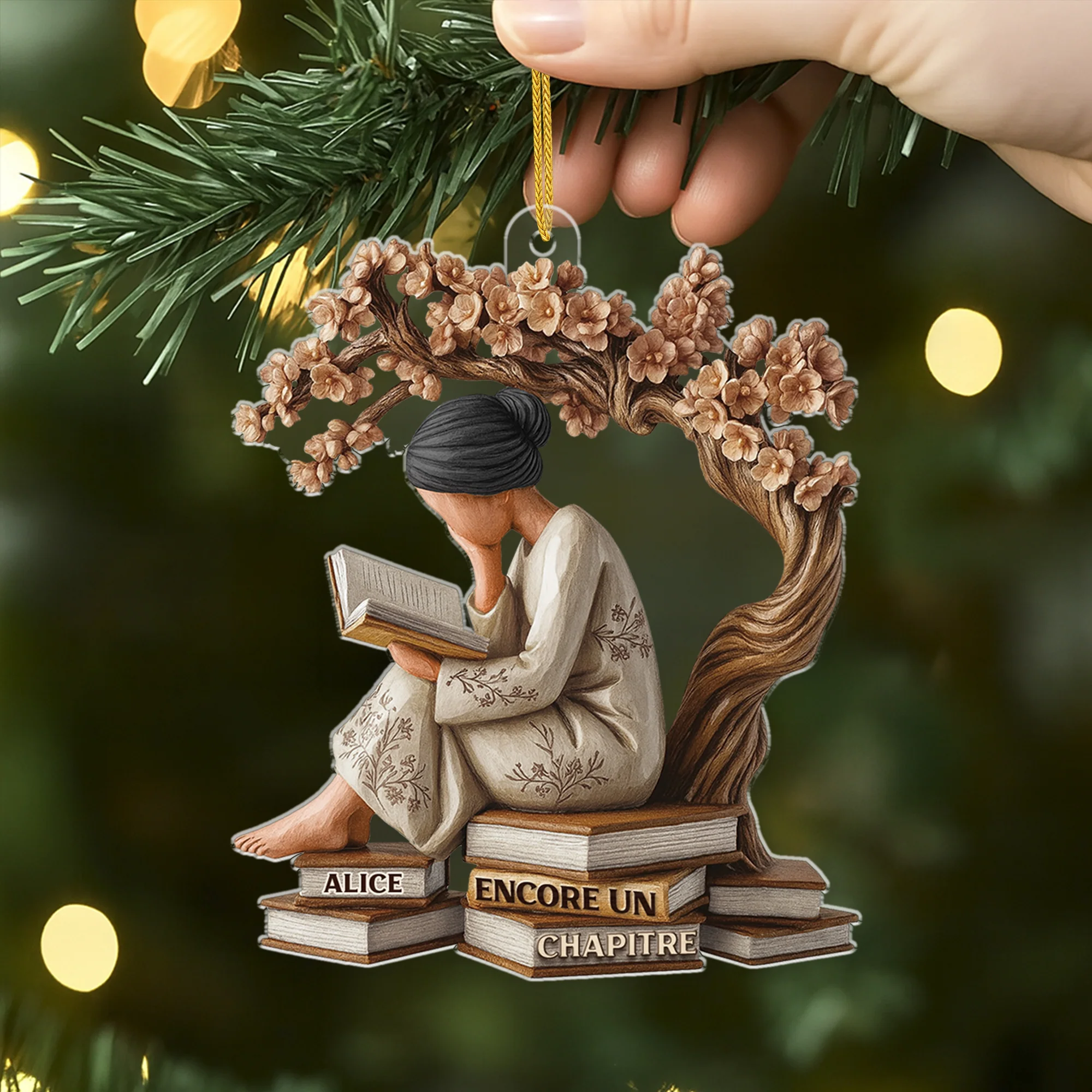 [Effet d'impression 3D] Ornement De Noël Acrylique Personnalisé - Une Fille Qui Aime Les Livres - Image 2