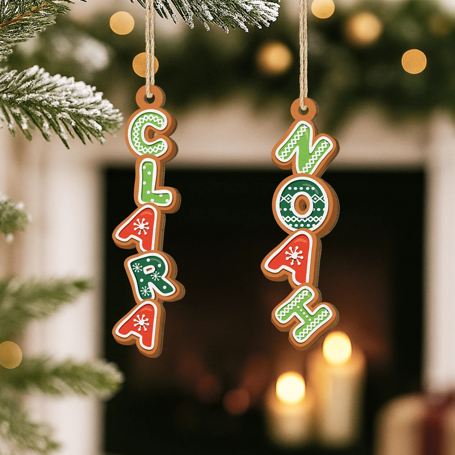 Décoration Noël Lettre Personnalisée – Effet 3D En Bois | Lettre De Prénom - Image 2