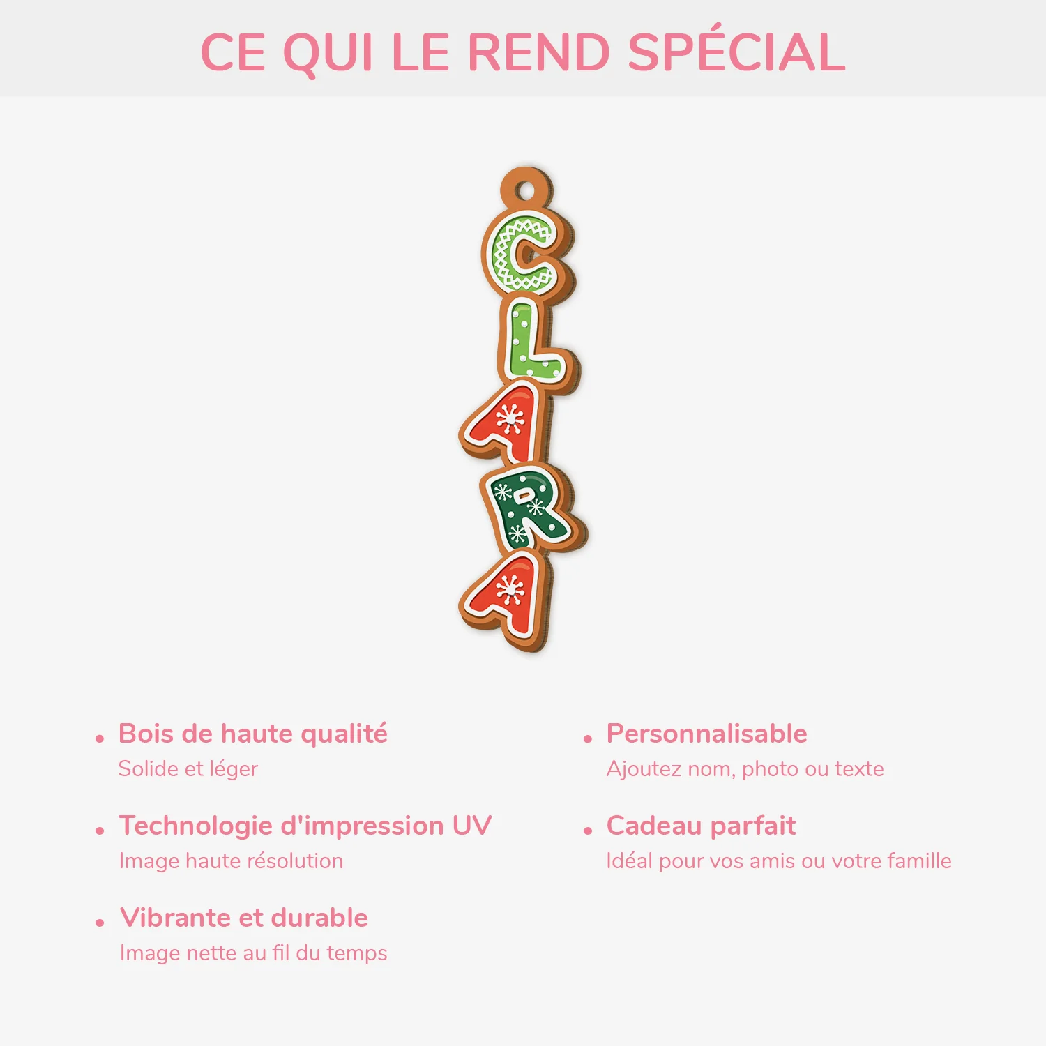 Décoration Noël Lettre Personnalisée – Effet 3D En Bois | Lettre De Prénom - Image 4