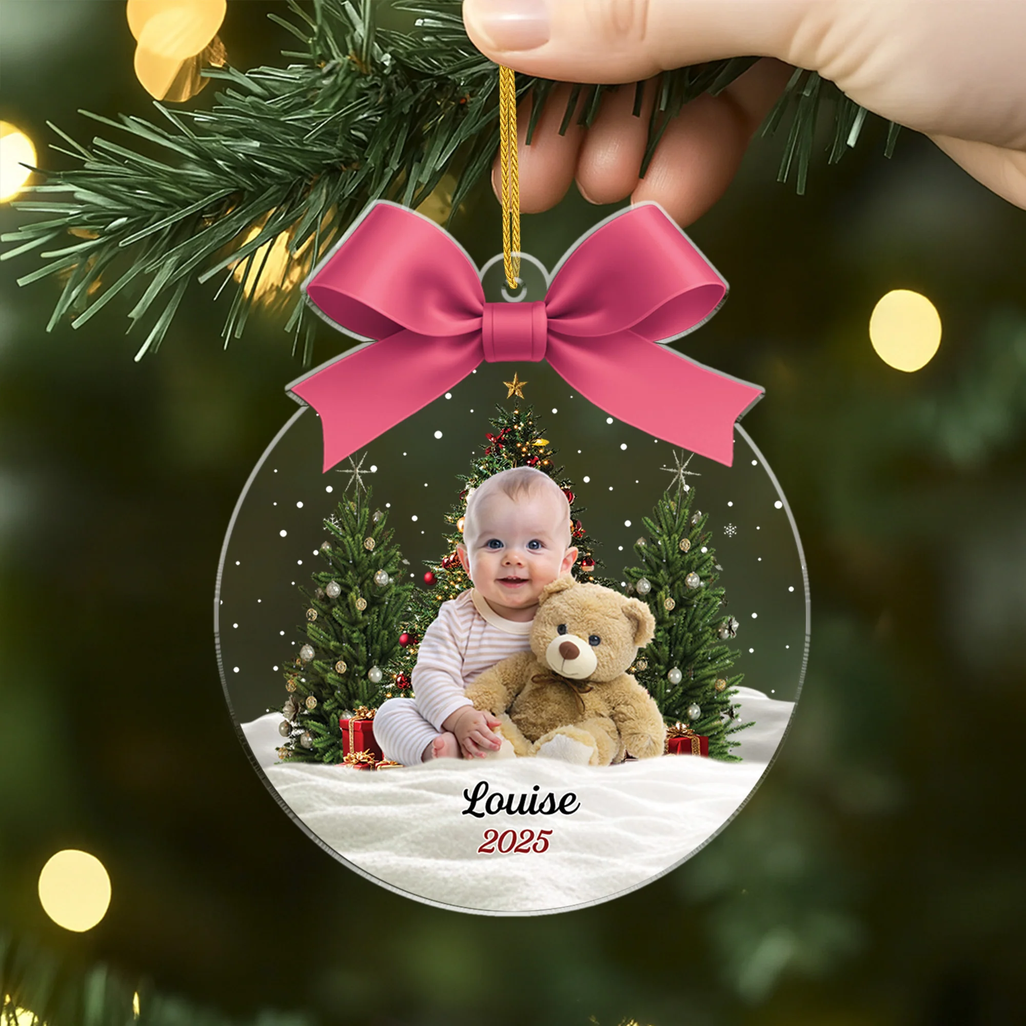 [Effet d'impression 3D] Ornement Noël Acrylique Personnalisé Avec Photo - Famille Est Le Plus Beau Cadeau - Image 2