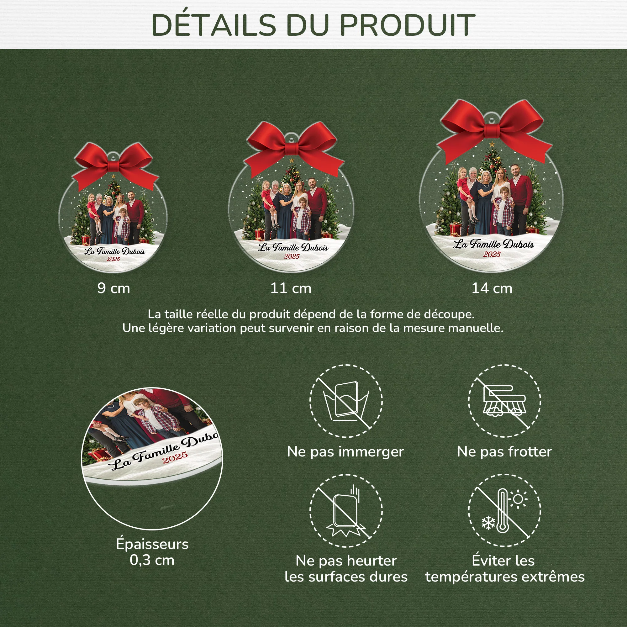 [Effet d'impression 3D] Ornement Noël Acrylique Personnalisé Avec Photo - Famille Est Le Plus Beau Cadeau - Image 3