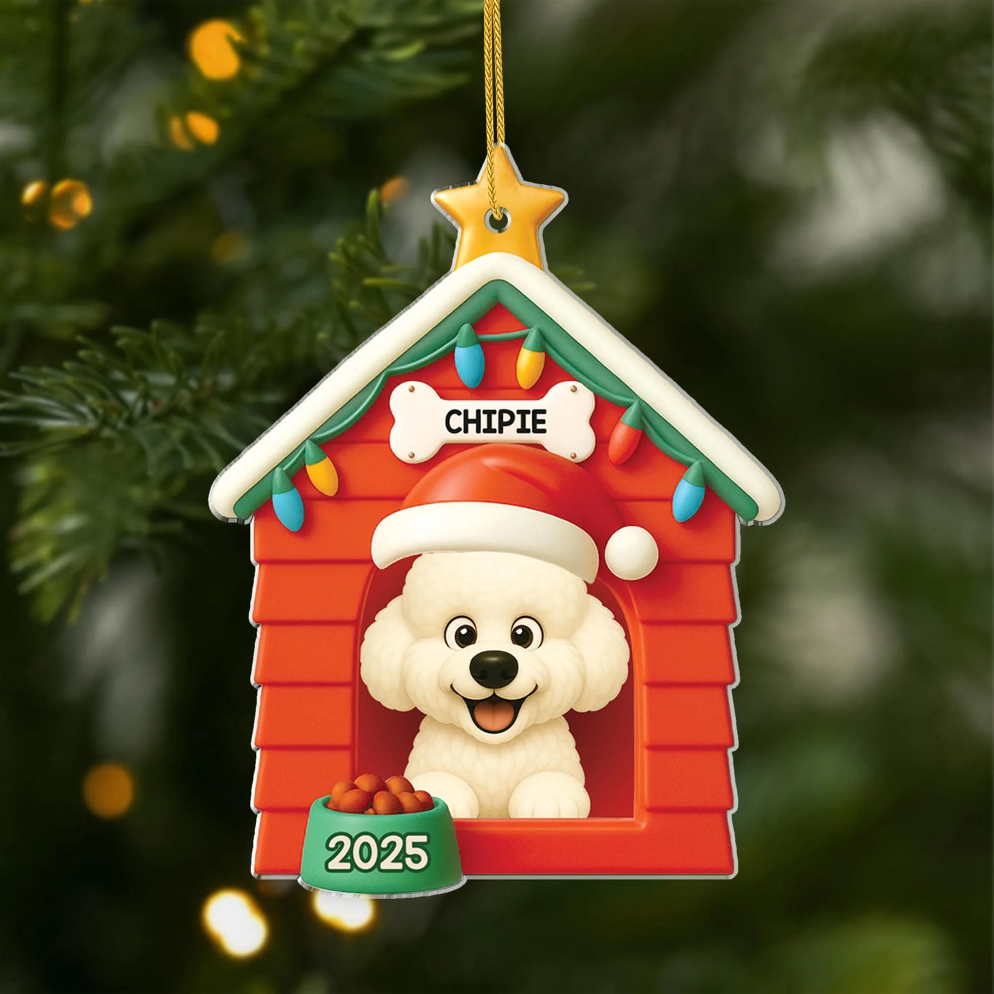 [Effet d'impression 3D] Ornement Noël Personnalisé Acrylique Avec Photo - La Maison De Mon Chien