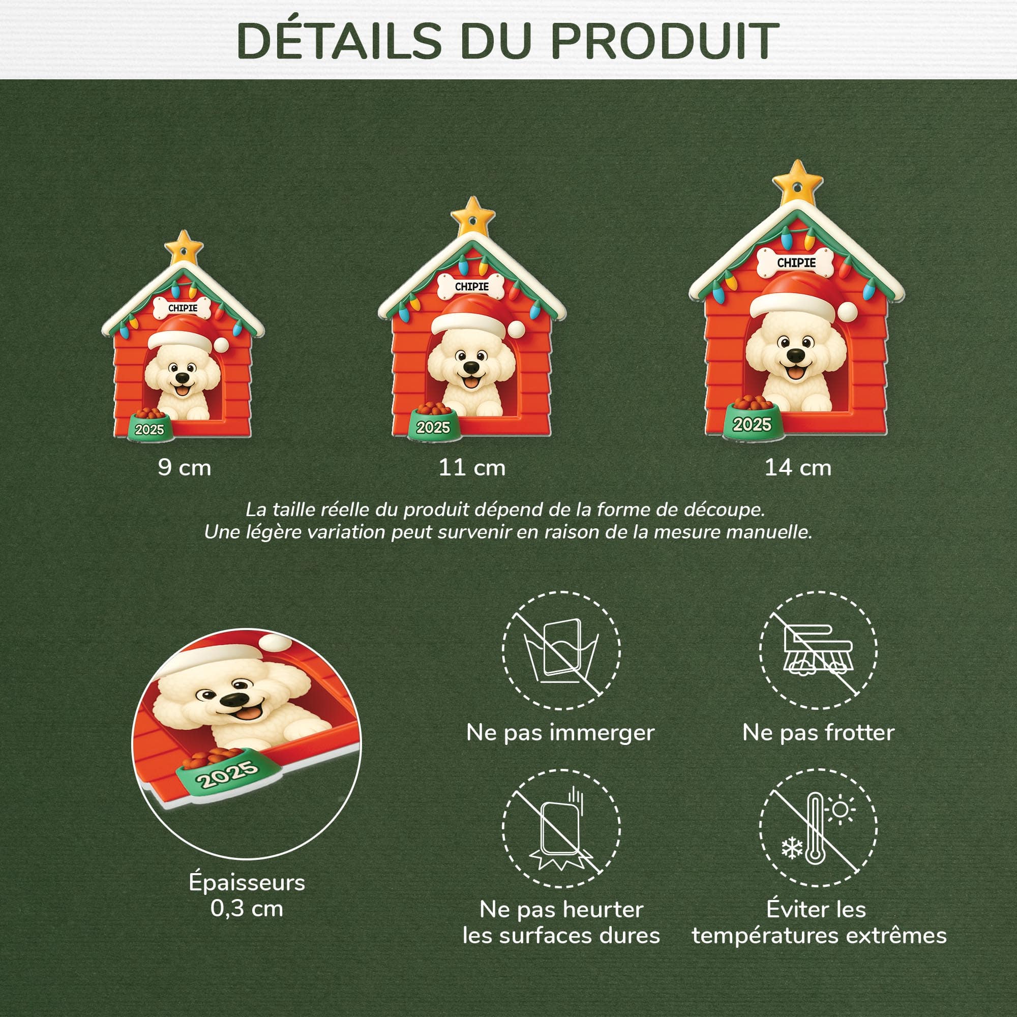 [Effet d'impression 3D] Ornement Noël Personnalisé Acrylique Avec Photo - La Maison De Mon Chien - Image 3