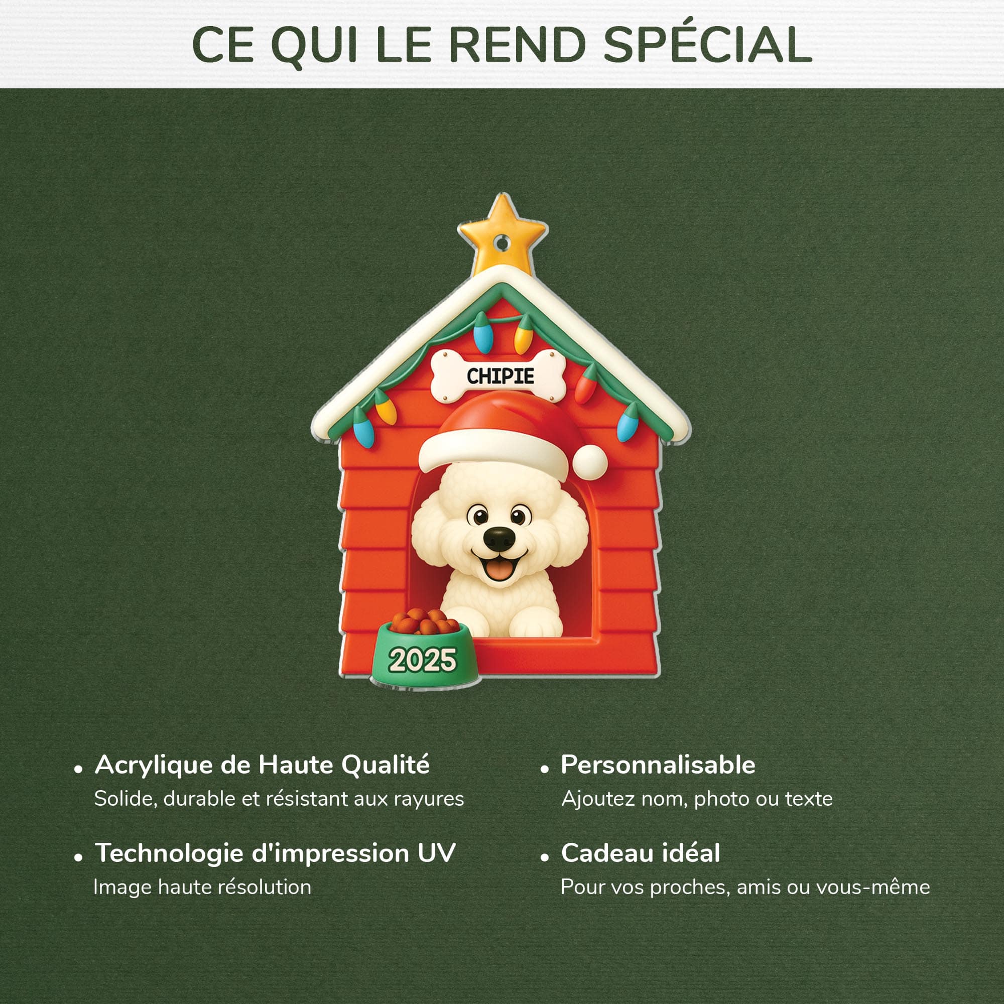 [Effet d'impression 3D] Ornement Noël Personnalisé Acrylique Avec Photo - La Maison De Mon Chien - Image 4
