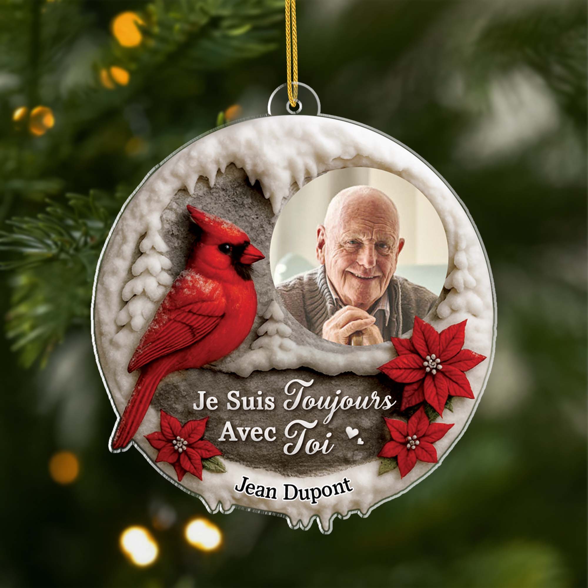 [Effet d'impression 3D] Ornement Noël Acrylique Personnalisé Commémoratif Avec Photo - Je Suis Toujours Avec Toi