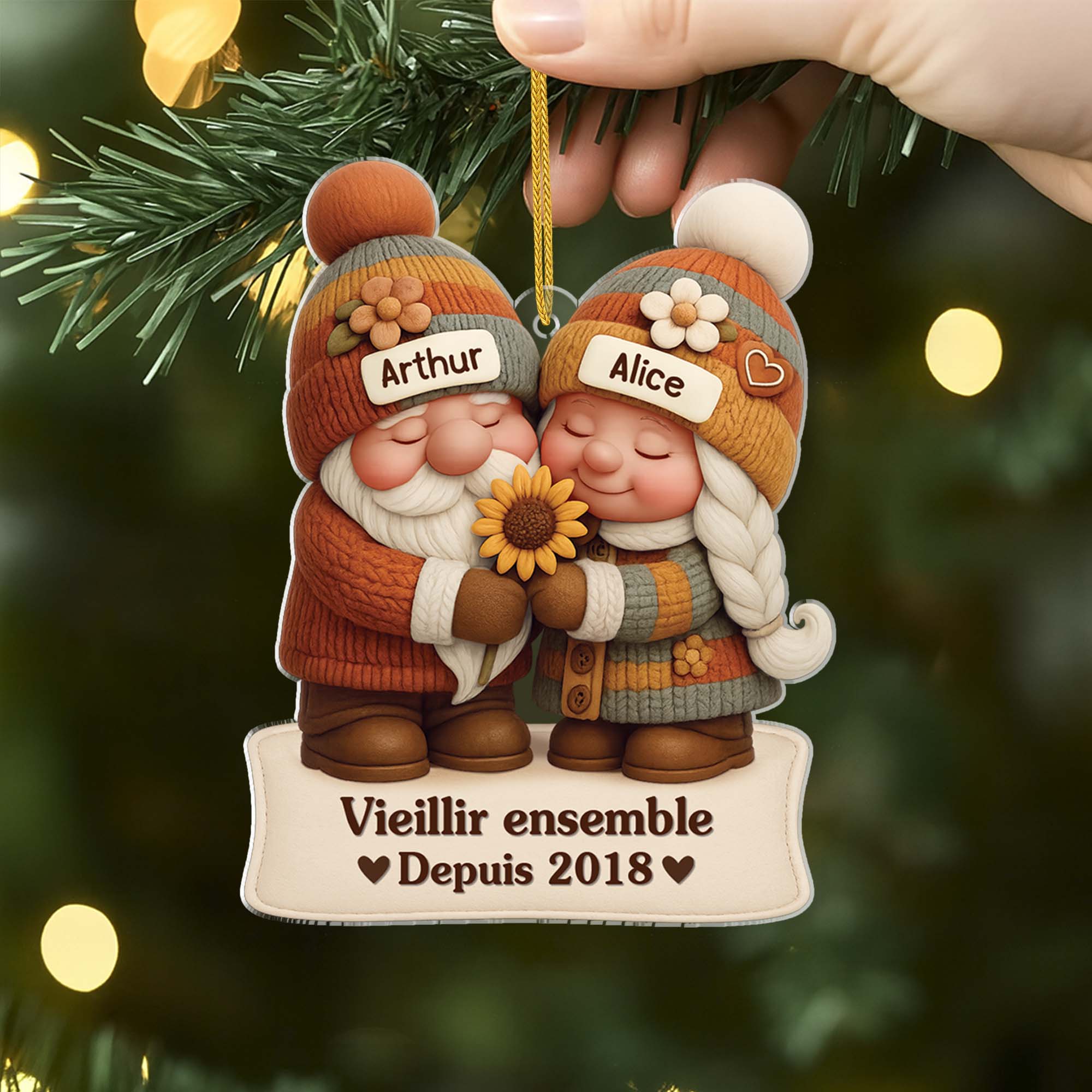 [Effet d'impression 3D] Ornement Noël Acrylique Personnalisé - Couple Vieillir Ensemble - Image 2