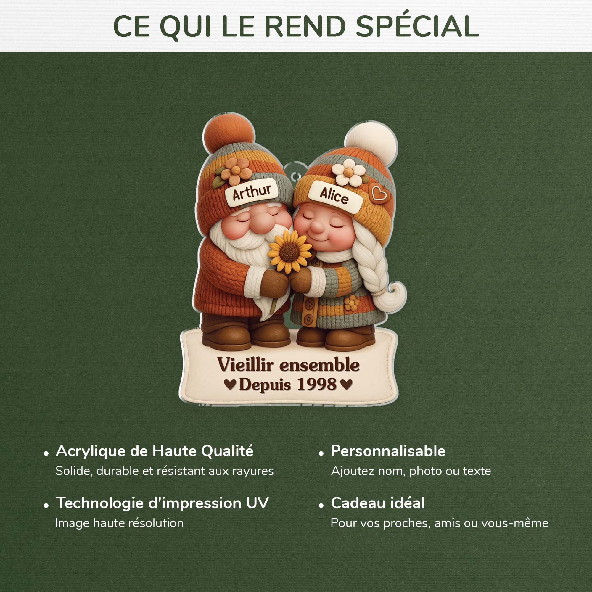 [Effet d'impression 3D] Ornement Noël Acrylique Personnalisé - Couple Vieillir Ensemble - Image 4