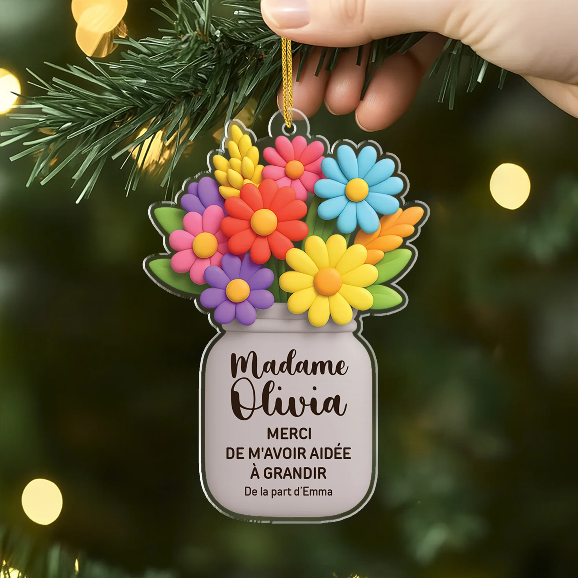 [Effet d'impression 3D] Ornement Noël Personnalisé Acrylique - Merci Professeur - Image 2