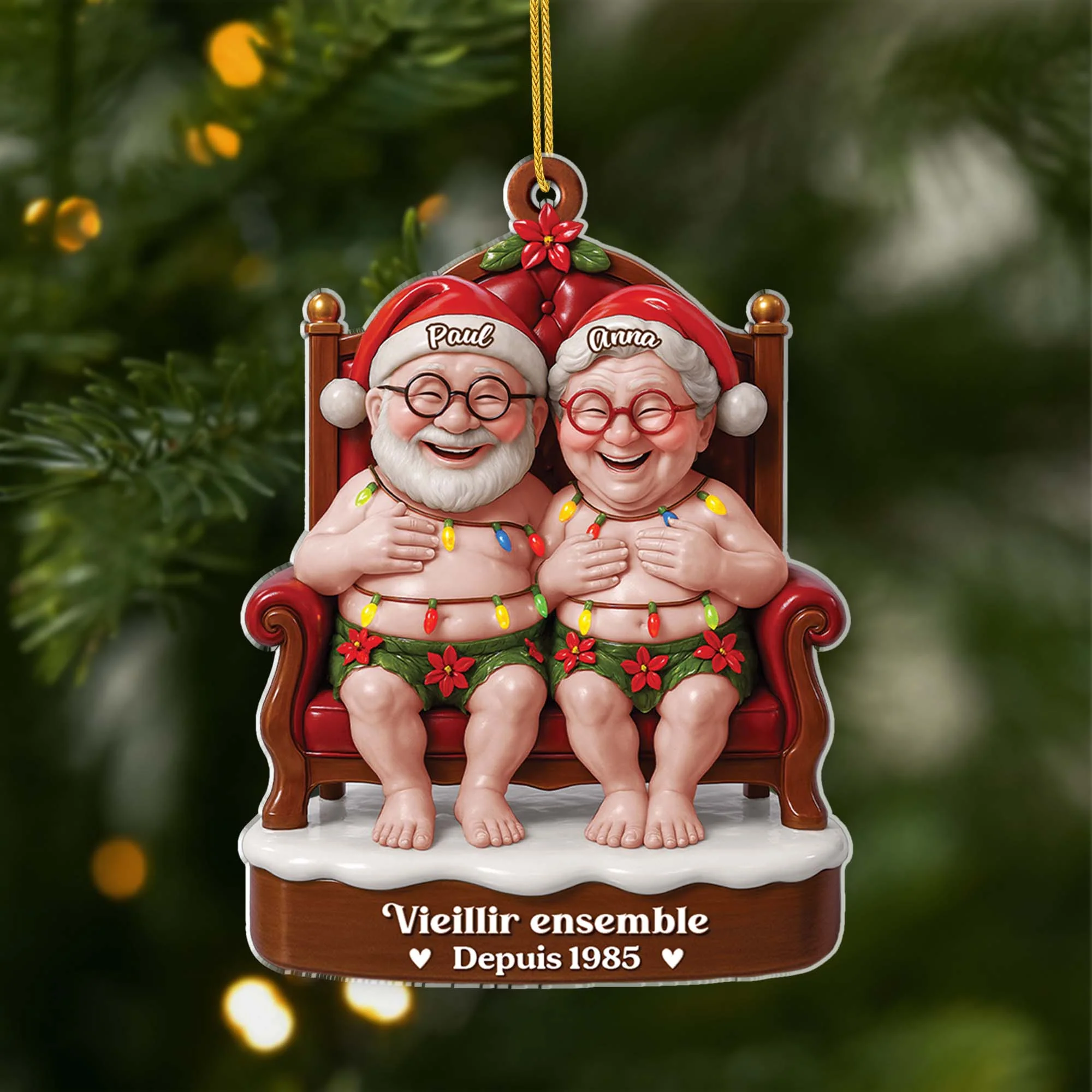 [Effet d'impression 3D] Ornement Noël Acrylique Personnalisé Pour Cadeau Couple Drôle - Vieillir Ensemble