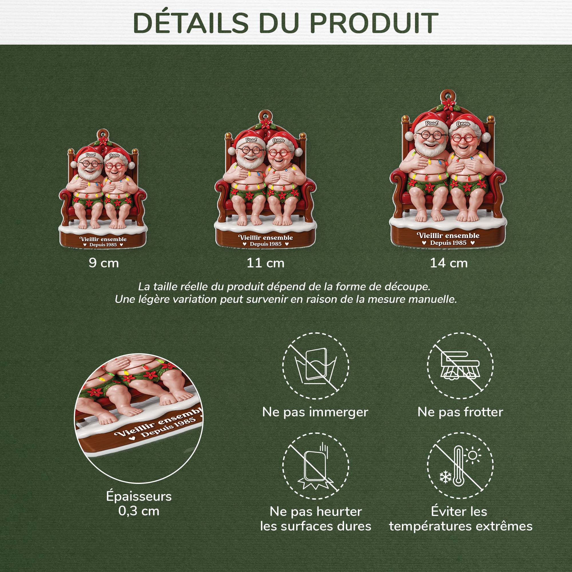 [Effet d'impression 3D] Ornement Noël Acrylique Personnalisé Pour Cadeau Couple Drôle - Vieillir Ensemble - Image 3