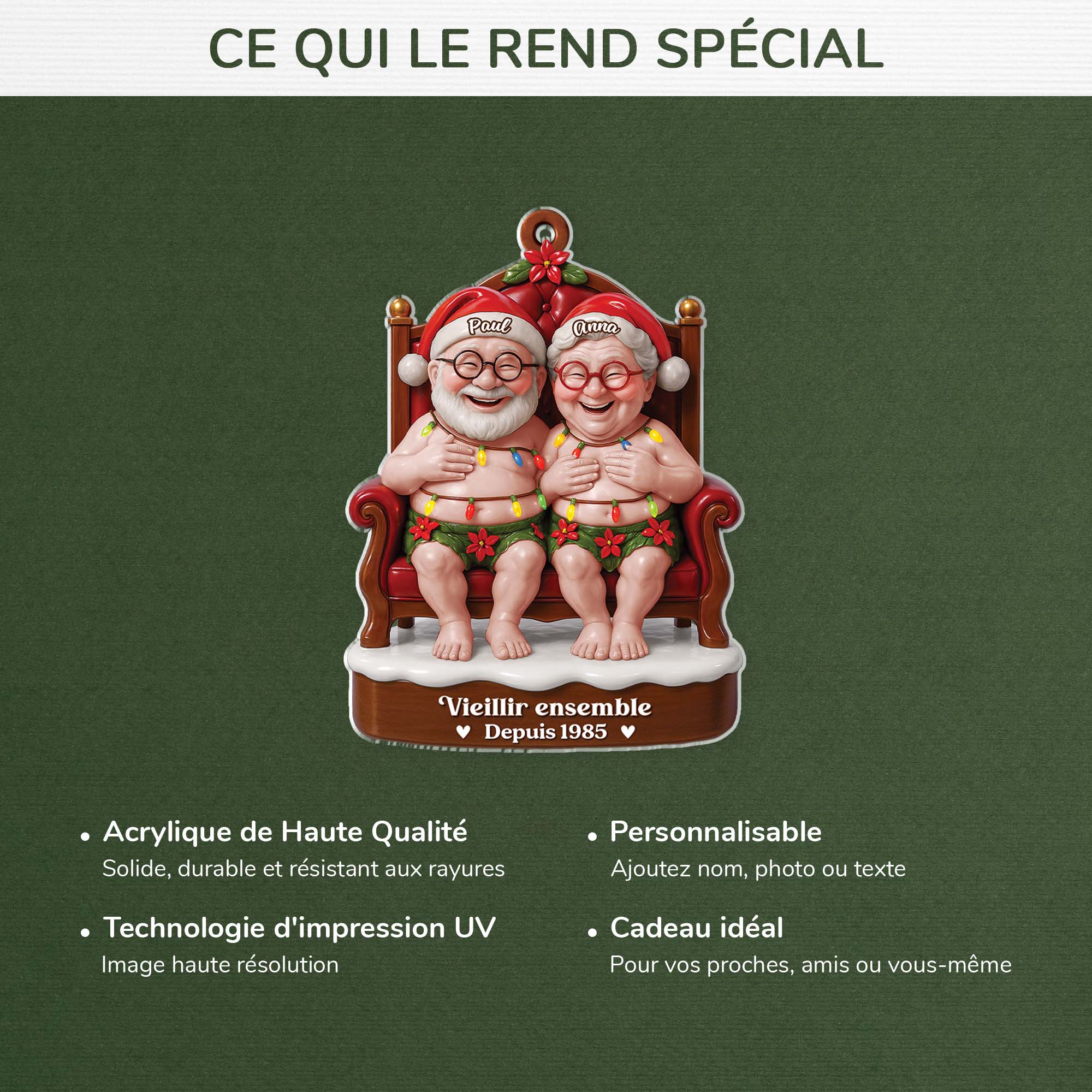 [Effet d'impression 3D] Ornement Noël Acrylique Personnalisé Pour Cadeau Couple Drôle - Vieillir Ensemble - Image 4