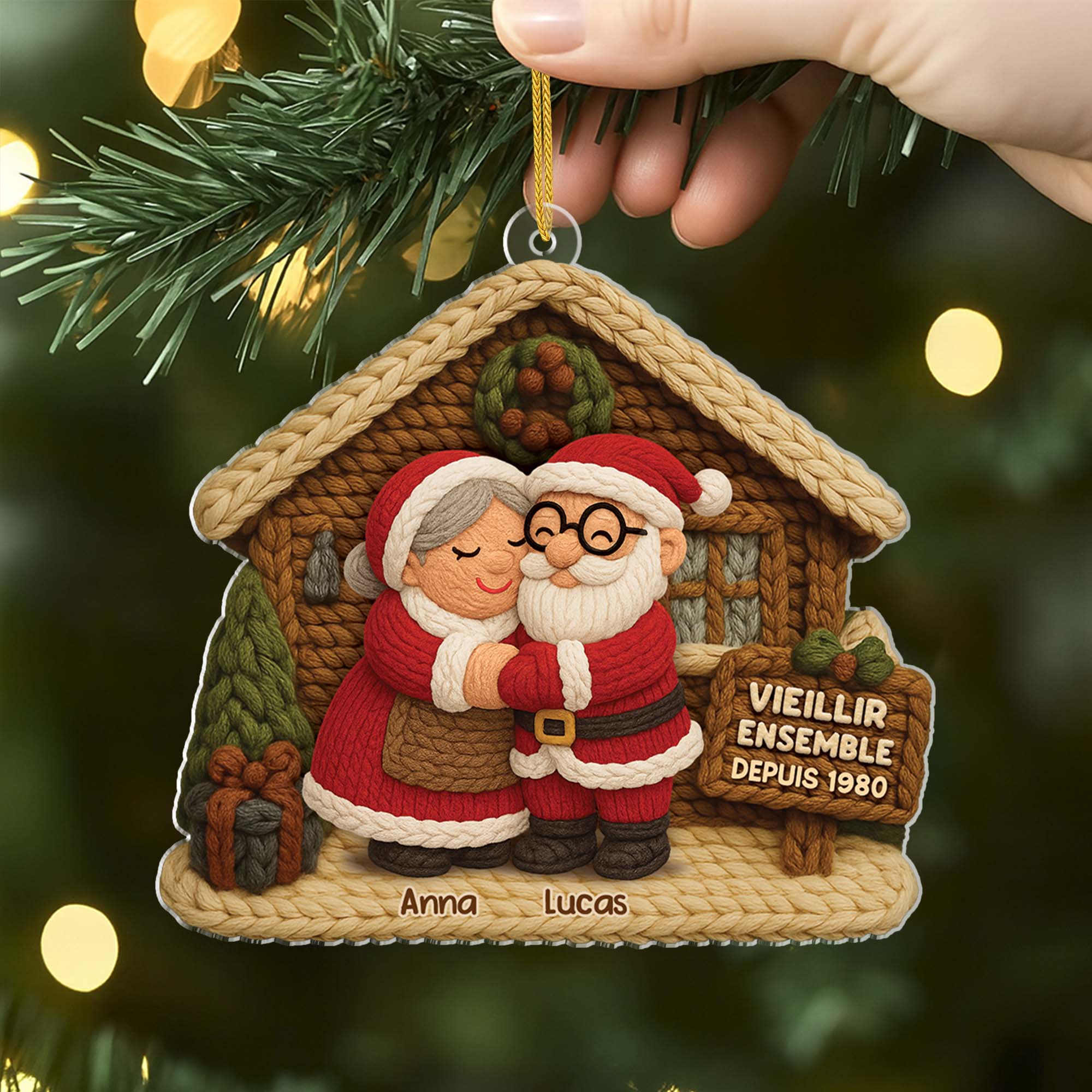 [Effet d'impression 3D] Ornement Noël Acrylique Personnalisé Pour Couple Et Grands-parents -  Vieillir Ensemble - Image 2