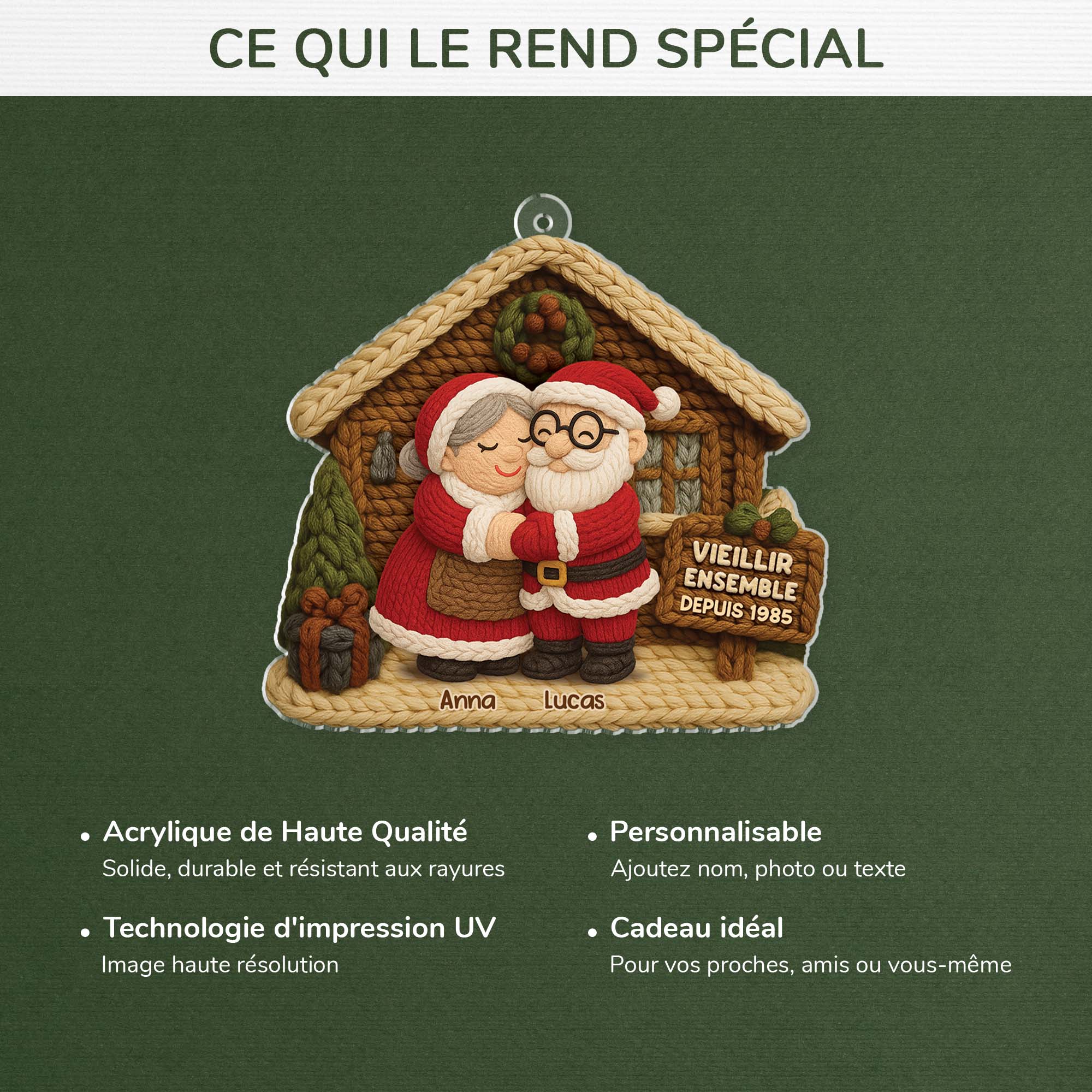 [Effet d'impression 3D] Ornement Noël Acrylique Personnalisé Pour Couple Et Grands-parents -  Vieillir Ensemble - Image 4