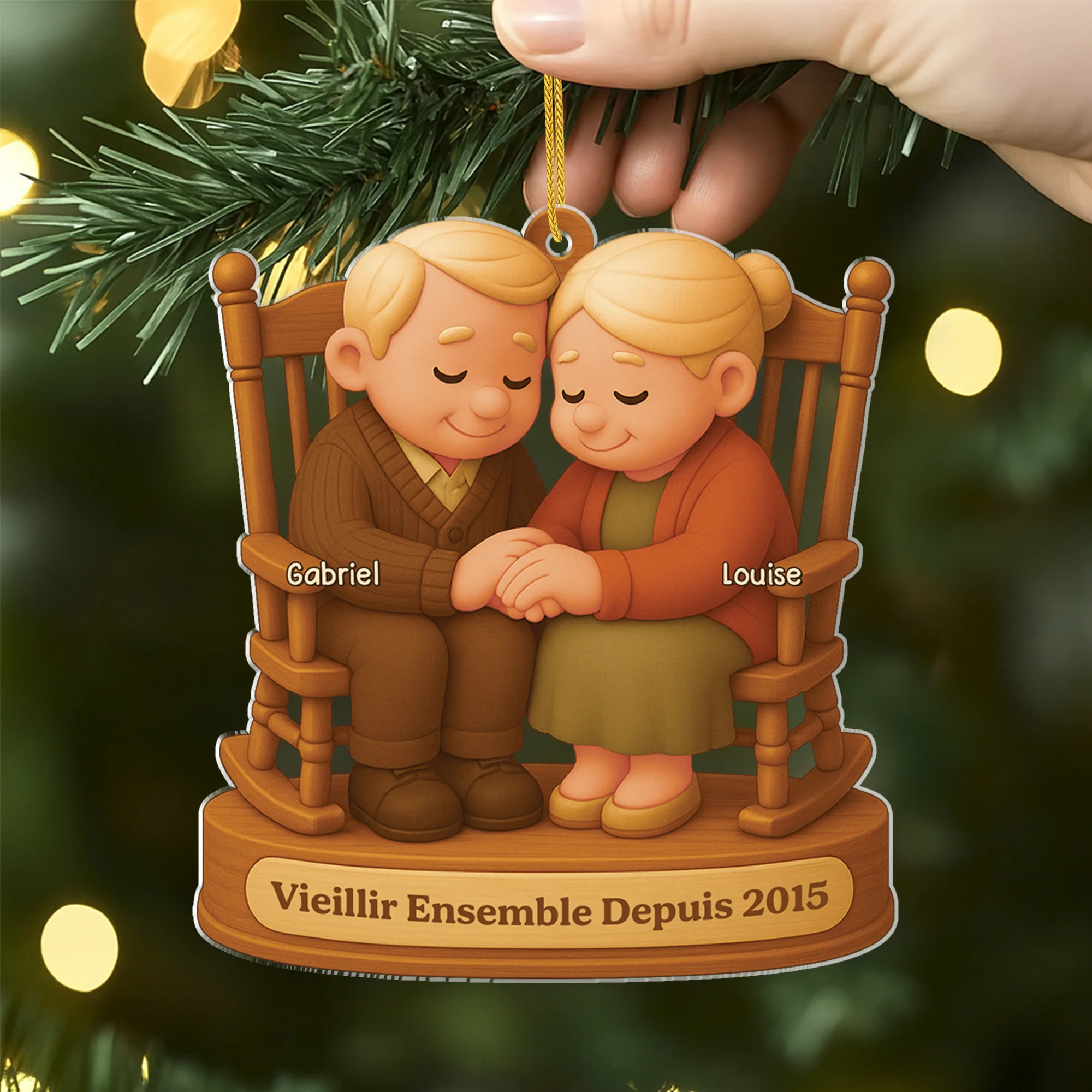 [Effet d'impression 3D] Ornement Noël Acrylique Personnalisé - Vieillir Ensemble Couple Toi & Moi - Image 2