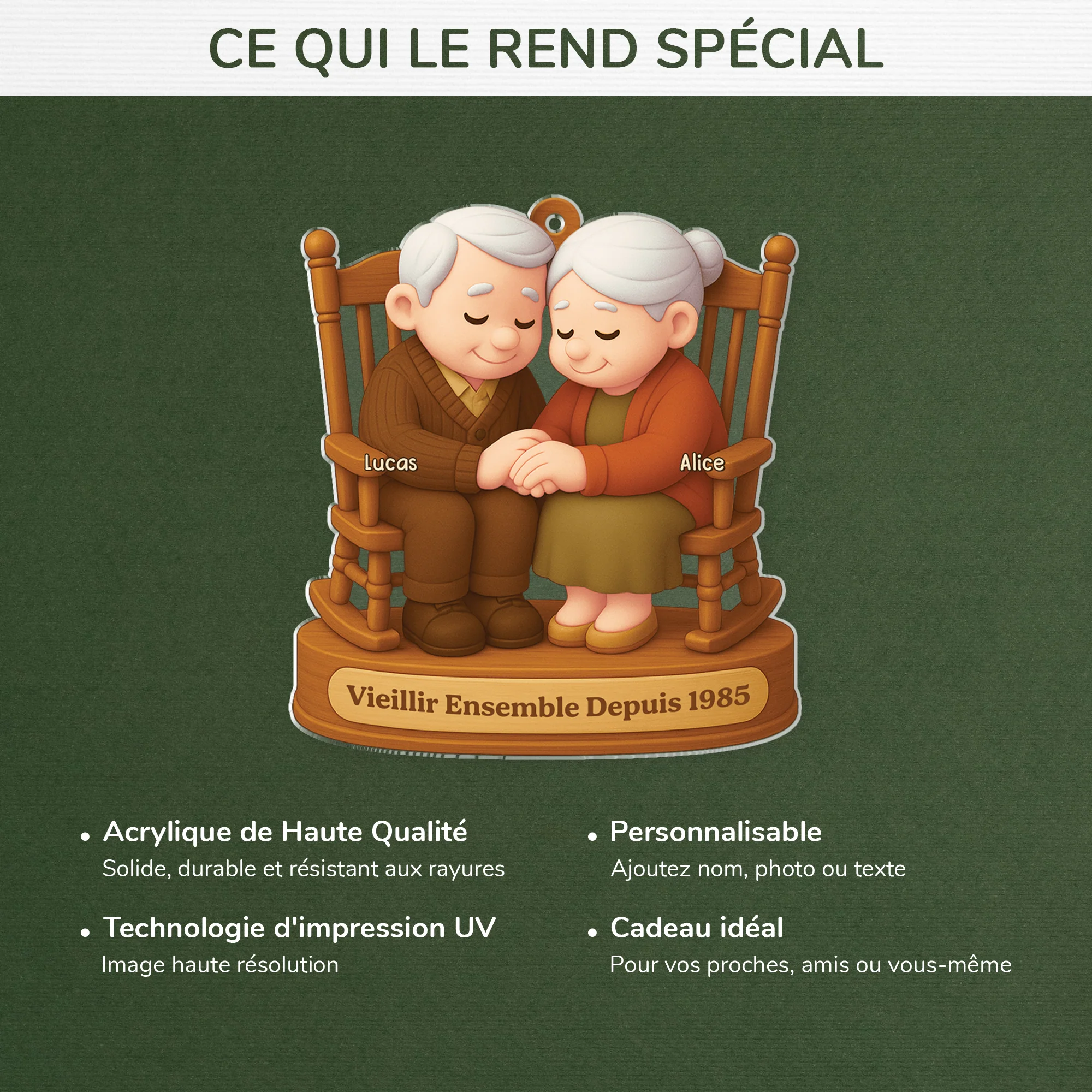 [Effet d'impression 3D] Ornement Noël Acrylique Personnalisé - Vieillir Ensemble Couple Toi & Moi - Image 4