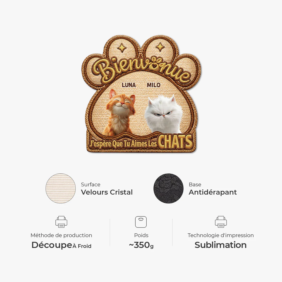 [Effet d'Impression 3D] Paillasson Amoureux Des Chats Personnalisé - Image 4