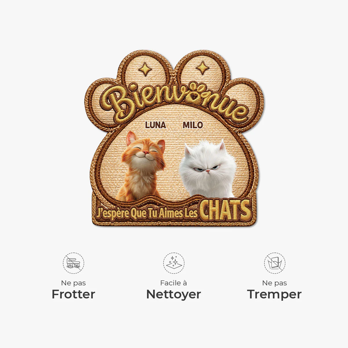 [Effet d'Impression 3D] Paillasson Amoureux Des Chats Personnalisé - Image 5