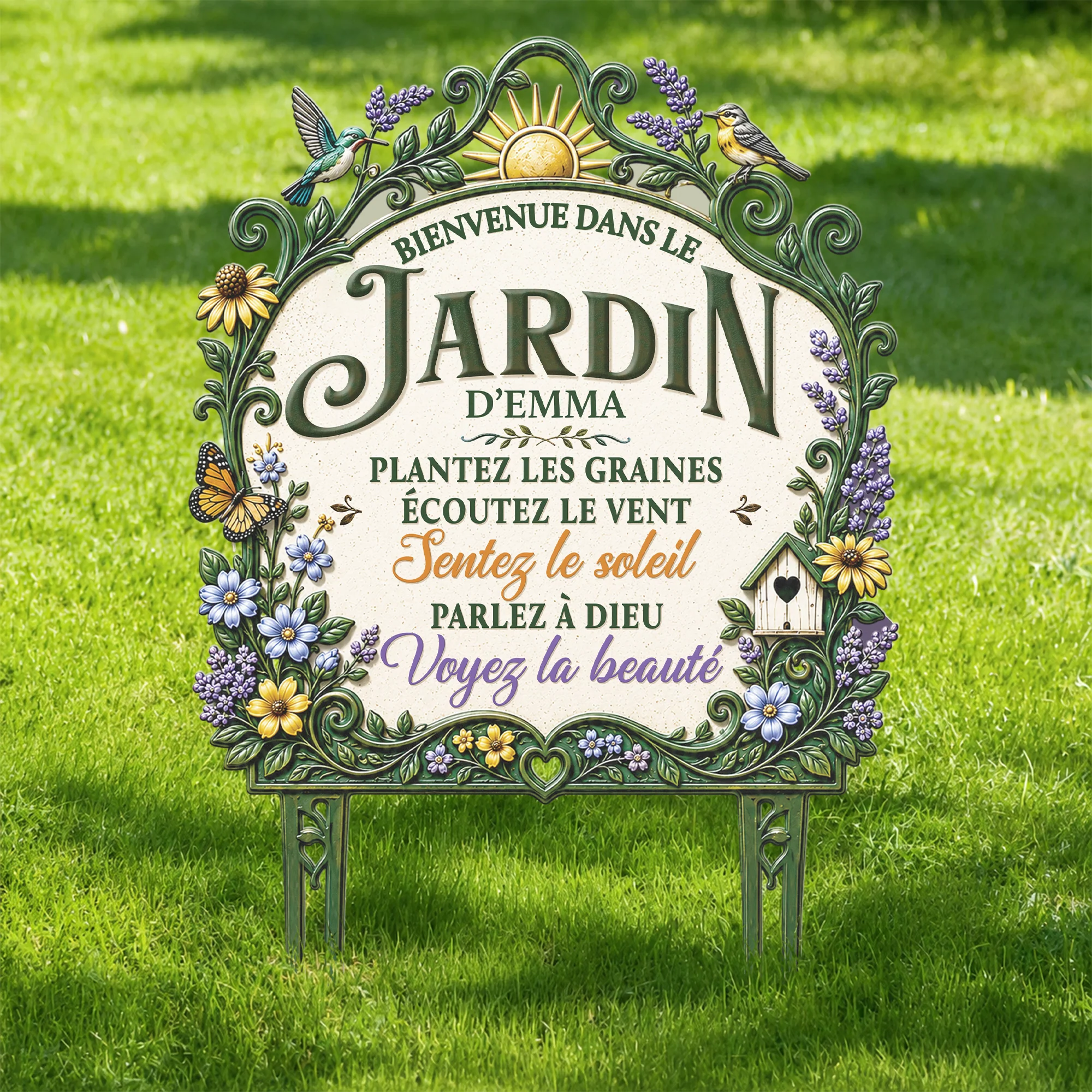 [Effet d'Impression 3D] Piquet De Jardin Décoratif Personnalisé Pour Femme - Bienvenue Dans Mon Jardin